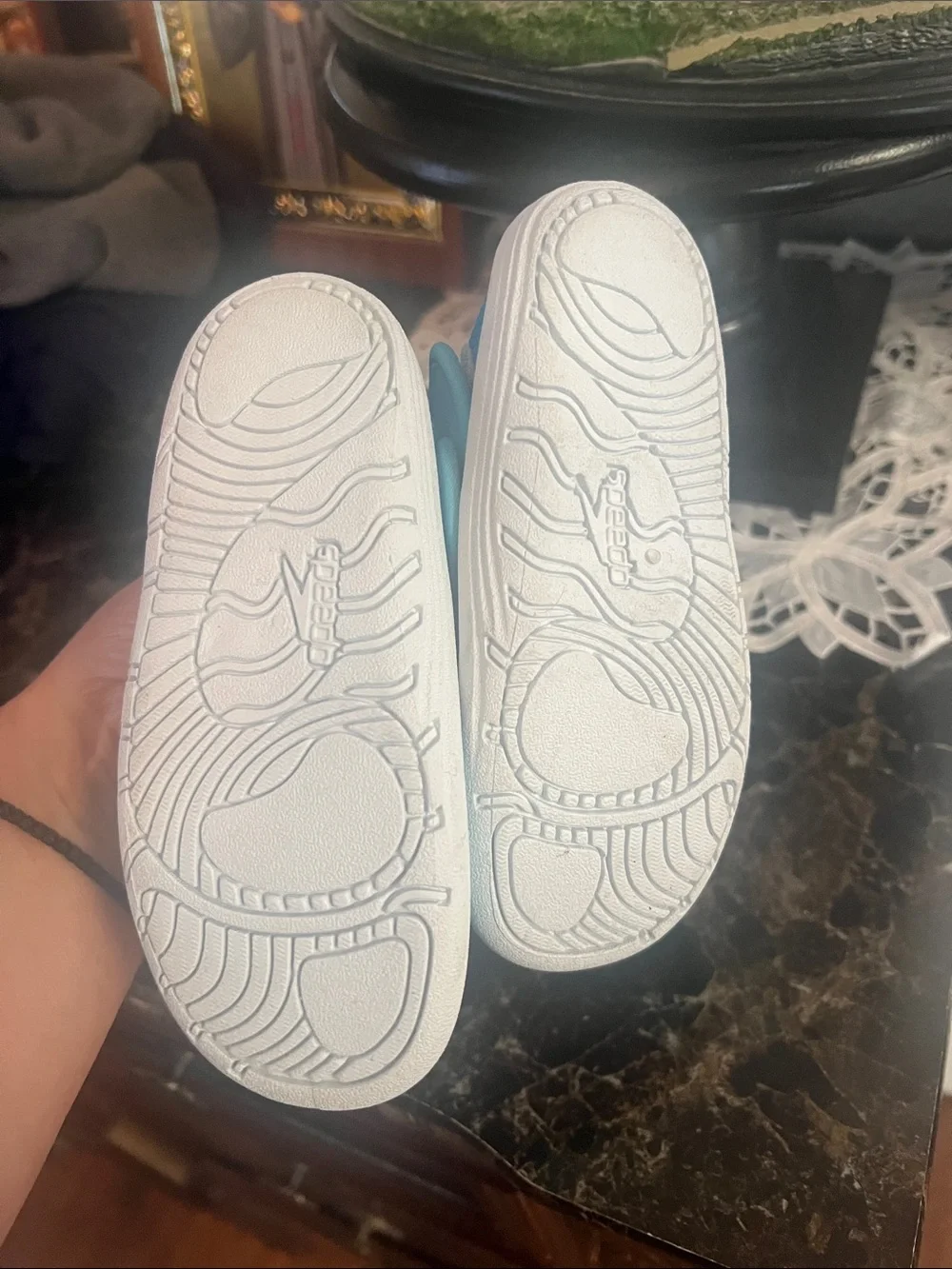 NWOT Speedo Kids Water Slip-On Shoes in Aqua with Lime Accents